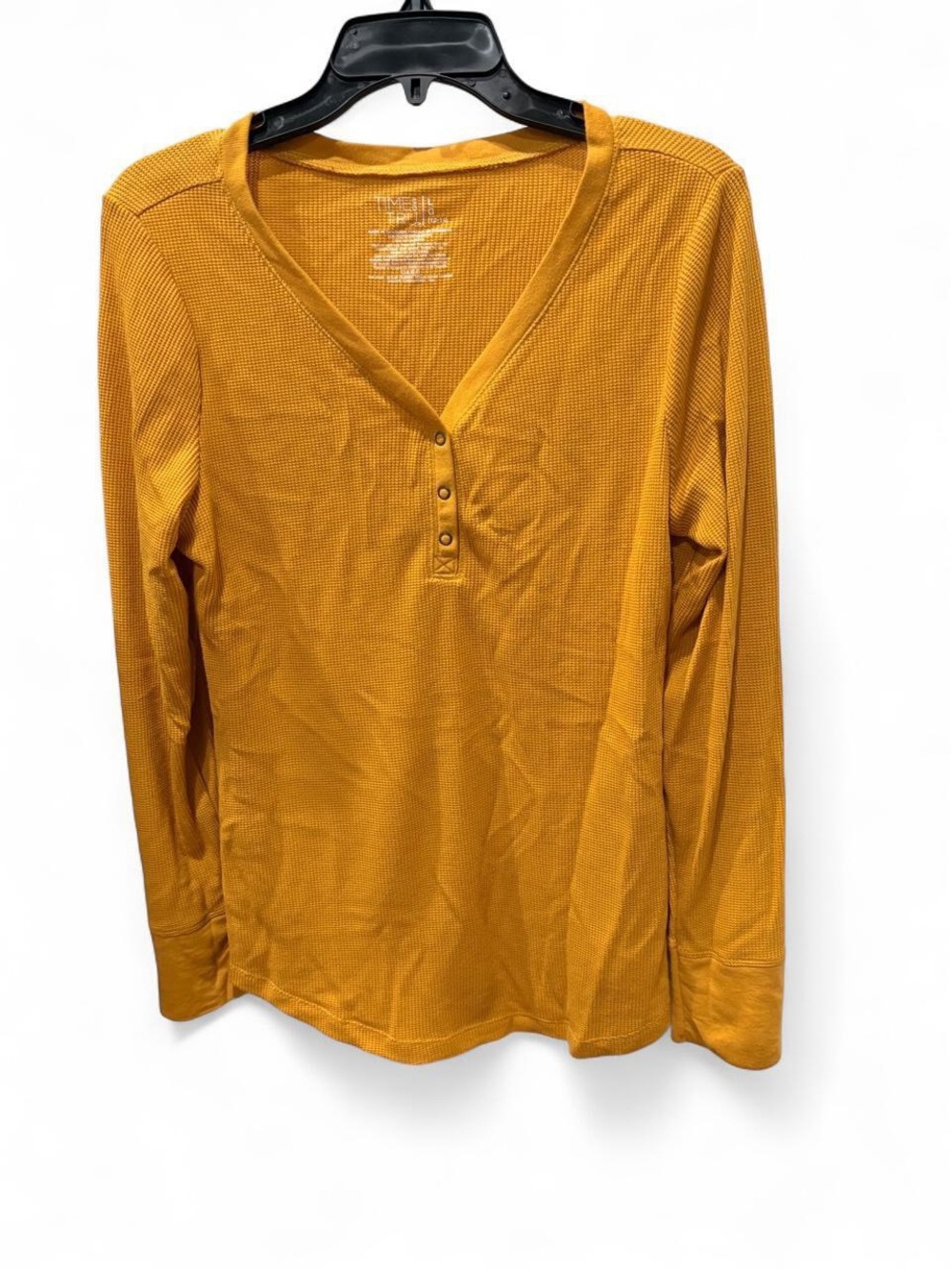 Time and Tru Mustard Long-Sleeve Henley Top - Women